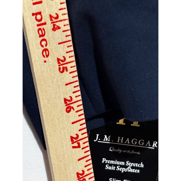 New Haggar Men’s Premium Stretch Blazer Suit Jacket Blue Slim Fit 42L work Class - Picture 7 of 12